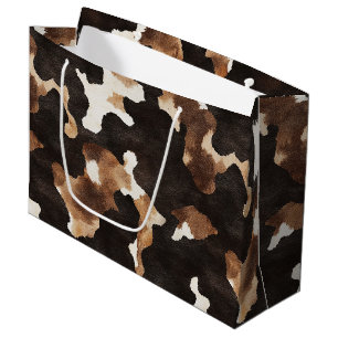 Cow Print Cowboy Cowgirl Western Birthday Large Gift Bag