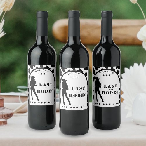 Cow Print Cowgirl Wedding Bachelorette Party Wine Label
