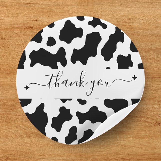 Cow Print Cowgirl Wedding Favor Thank You Classic Round Sticker (Cow Print Cowgirl Wedding Favor Thank You Classic Round Sticker
)