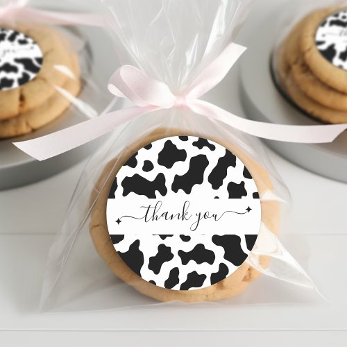 Cow Print Cowgirl Wedding Favor Thank You Classic Round Sticker