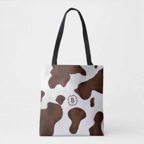 Cow Print Cowhide Faux Western Leather Monogram Tote Bag