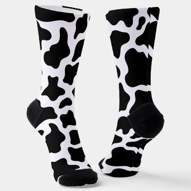 Cow Print Cute Farm Animal Pattern Socks (Angled)