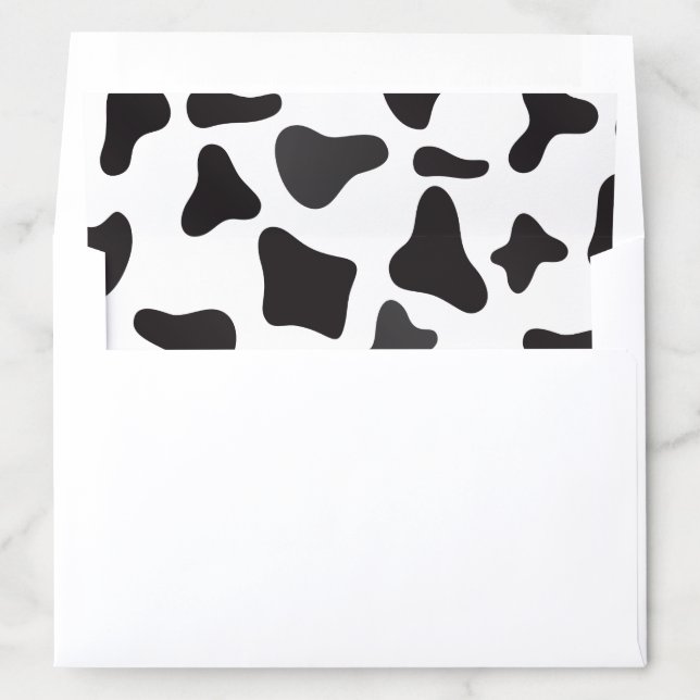 Cow print envelope liner farm birthday invite (In Envelope)