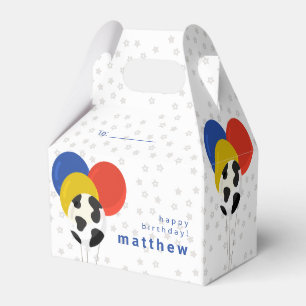 Cow Print Farm Birthday Balloons Favor Boxes
