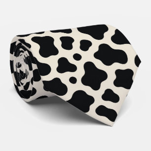 Cow Print Faux Silk Western Cowboy Farm Neck Tie