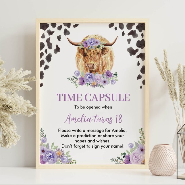 Cow Print Floral Birthday Time Capsule Sign (Creator Uploaded)