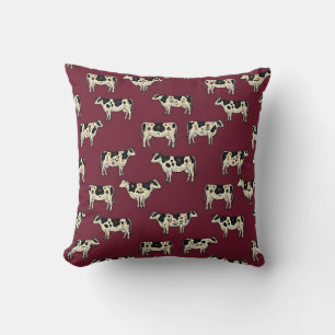 Cow Print Folk Art Decorative Pillow