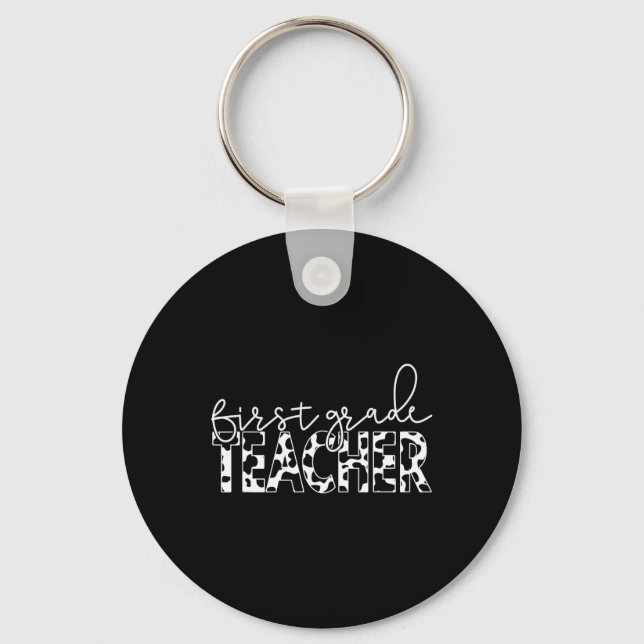 Cow Print for Elementary School First Grade Teache Keychain (Front)