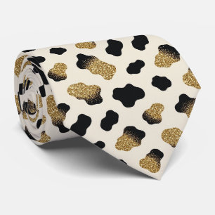 Cow Print Glitter Faux Silk Neck Tie Cowboy