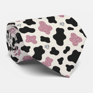 Cow Print Glitter Faux Silk Neck Tie Cowgirl