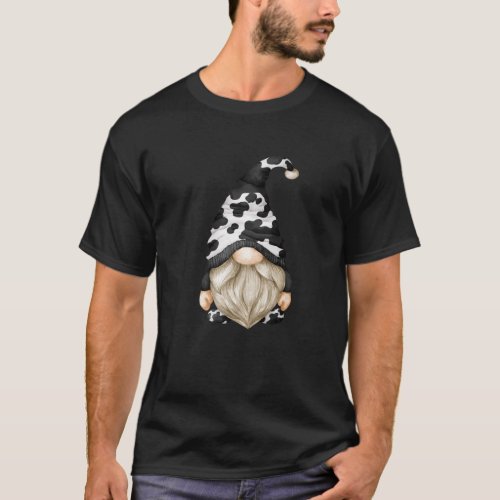 Cow Print Gnome For Cow Lover And Farmer Dad _ Fun T_Shirt