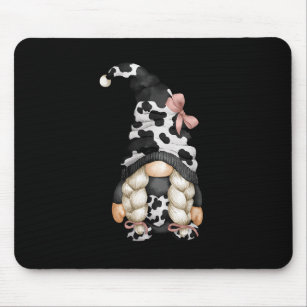 Cow Print Gnome Girl For Cow Lover And Farmer Mom  Mouse Pad