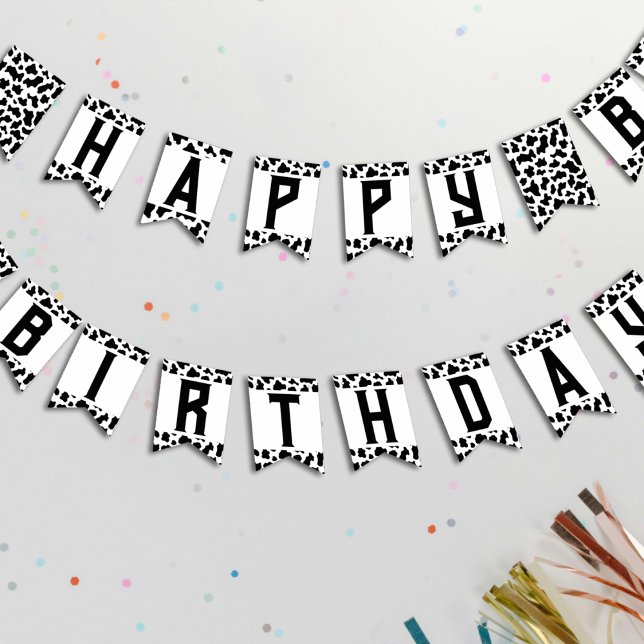 Cow Print Happy Birthday Bunting Flags (Cow Print Happy Birthday Bunting Flags
)