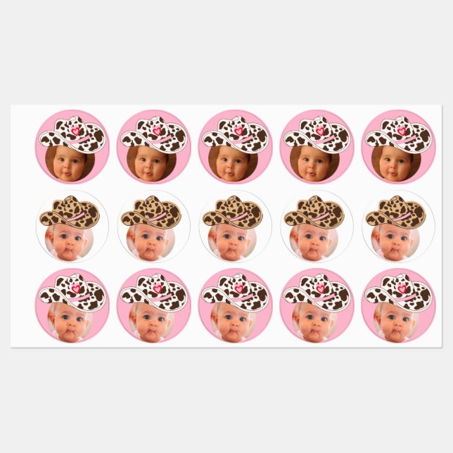 cow print  hat foto face stickers party cowboy  (Sheet)