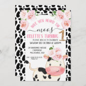 Cow Print Have You Heard The Moos 1st Birthday Invitation (Front/Back)