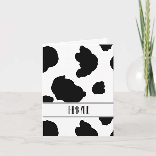 Cow Print Letterpress Thank You Card (Front)