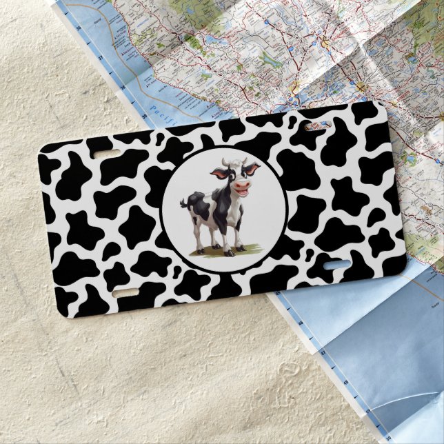 Cow Print License Plate (In Situ)