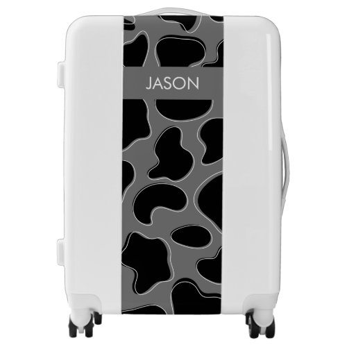 Cow Print Luggage Abstract Pattern Black Grey