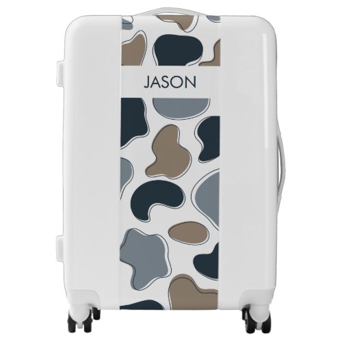 Cow Print Luggage Abstract Pattern Blue Beige