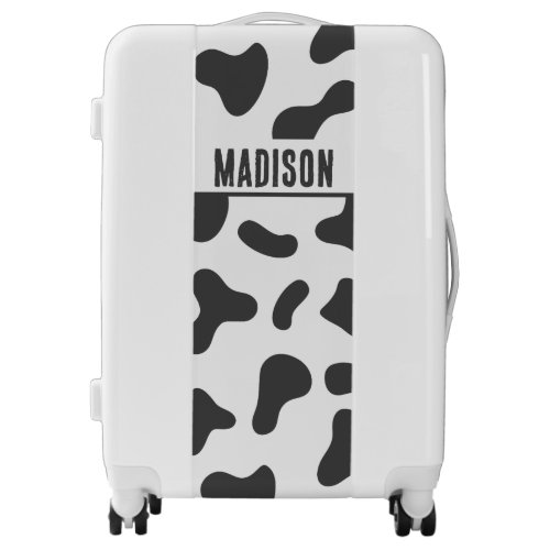 Cow print luggage black and white spots pattern 
