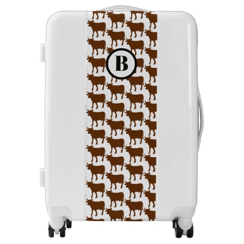Cow print luggage brown cattle pattern 