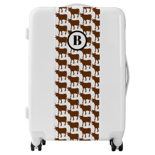 Cow print luggage brown cattle pattern  (Front)