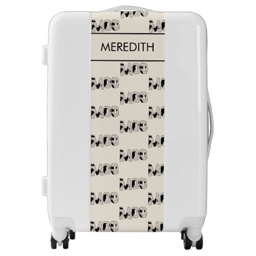 Cow print luggage Moo pattern typography