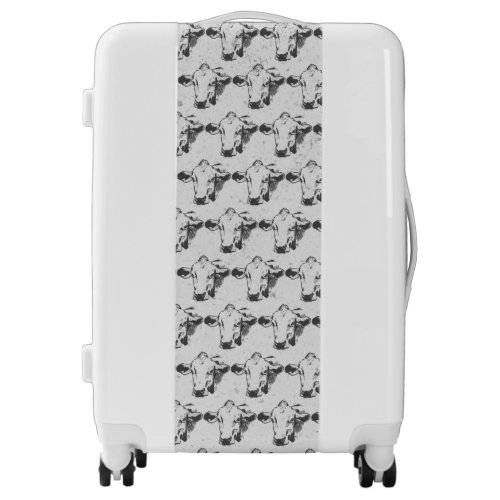 Cow print luggage vintage cattle pattern grey