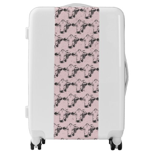 Cow print luggage vintage cattle pattern pink
