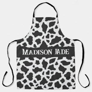 Cow Print Monogram Minimal Animal Print Apron