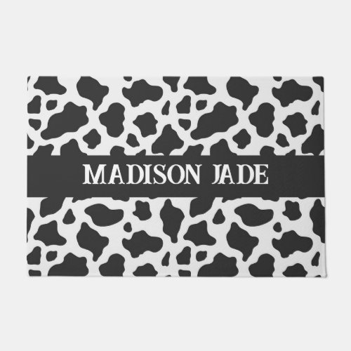 Cow Print Monogram Minimal Animal Print Doormat