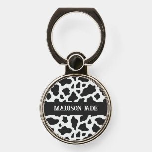 Cow Print Monogram Minimal Animal Print Phone Ring Stand