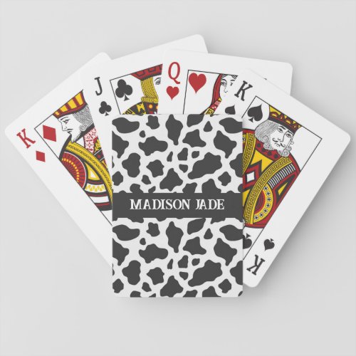 Cow Print Monogram Minimal Animal Print Playing Cards