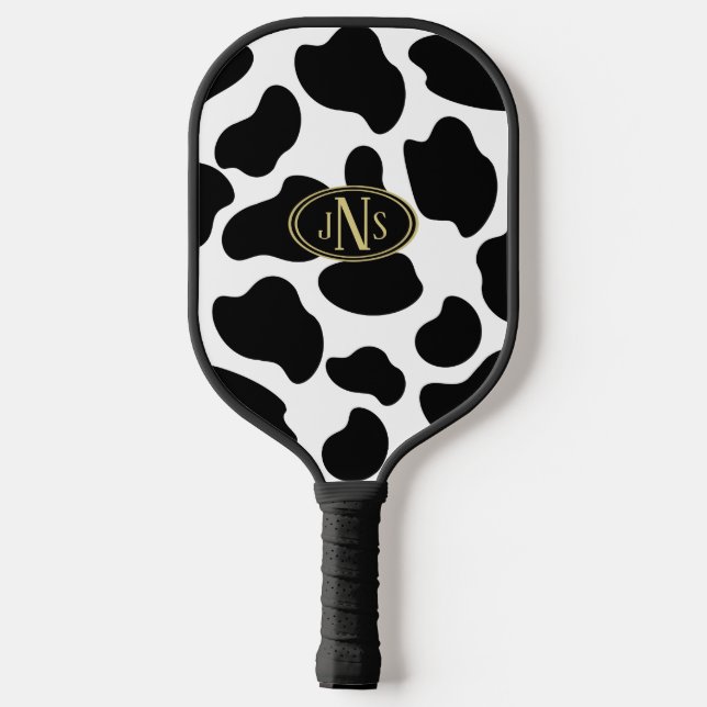 Cow Print Monogram Pickleball Paddle (Back)