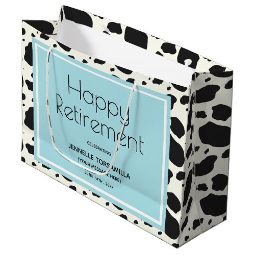 Cow Print Name Retirement Party Large Gift Bag