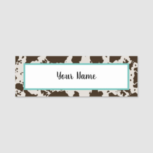 Cow Print Name Tag