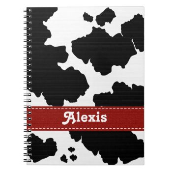 Cow Print Notebook Journal Red Ribbon by cutecustomgifts at Zazzle