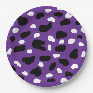 Cow Print On Purple,  Paper Plates