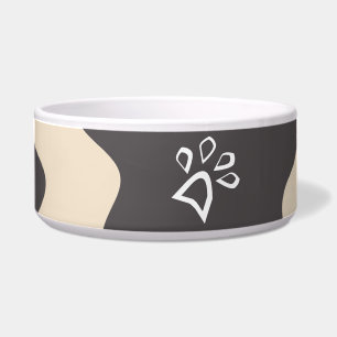 Cow Print Pattern Beige Paw Pet Bowl