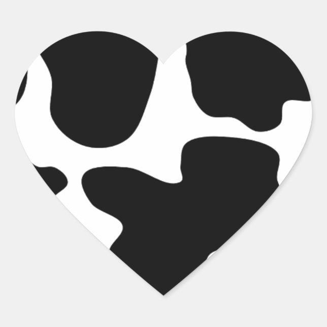 Cow Print Pattern Heart Sticker (Front)