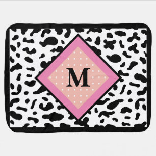 Cow-Print Pattern Monogram Fleece Blanket