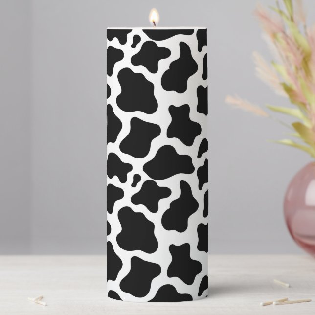 Cow Print Pillar Candle (In Situ)