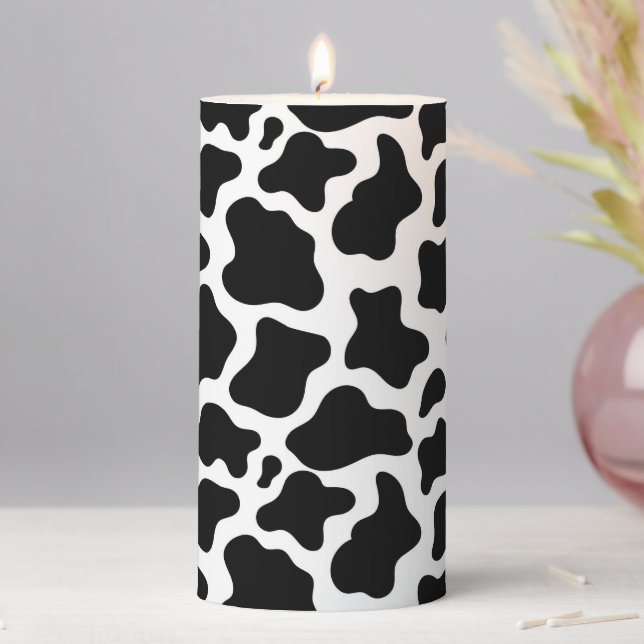 Cow Print Pillar Candle (In Situ)