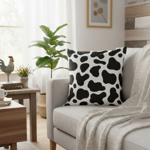 Cow print pillow, rustic pillow, square-shaped throw pillow
