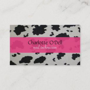 cow print; pink business card