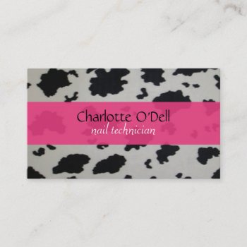 Cow Print; Pink Business Card by DreamLiveLoveLaugh at Zazzle