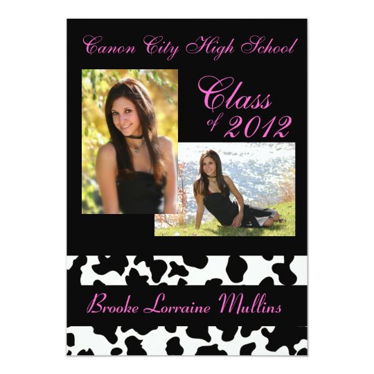 cow print pink graduation announcement zazzle com