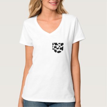 Cow Print Pocket Women's T-shirt by Method77 at Zazzle