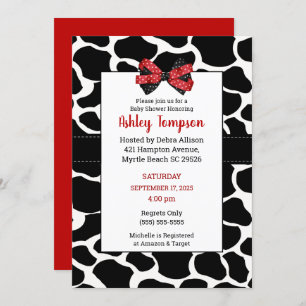 Cow Print Red Black Baby Shower Invitation