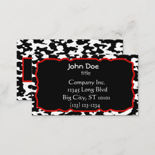 Cow Print Red Border Black and White Business Card